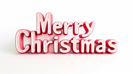 Image showing Words Merry Christmas created in 3D Typography.