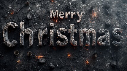 Image showing Coal Merry Christmas concept creative horizontal art poster.