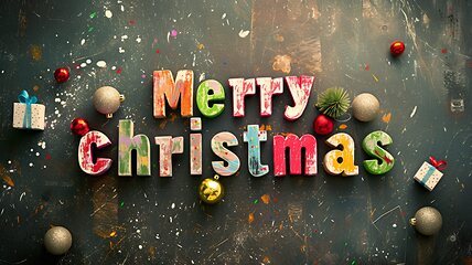 Image showing Colorful Merry Christmas concept creative horizontal art poster.