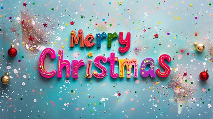 Image showing Colorful Merry Christmas concept creative horizontal art poster.