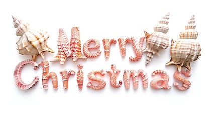 Image showing Words Merry Christmas created in Conch Shell Letters.