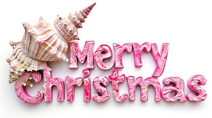 Image showing Words Merry Christmas created in Conch Shell Letters.