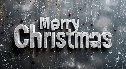 Image showing Concrete Merry Christmas concept creative horizontal art poster.