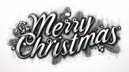 Image showing Words Merry Christmas created in Copperplate Calligraphy.