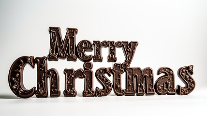 Image showing Words Merry Christmas created in Chocolate Typography.