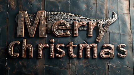 Image showing Crocodile Skin Merry Christmas concept creative horizontal art poster.