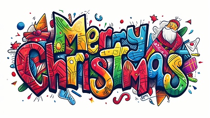 Image showing Words Merry Christmas created in Cubist Drawing.
