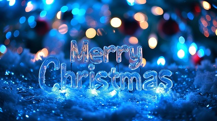 Image showing Accent Lighting Merry Christmas concept creative horizontal art poster.