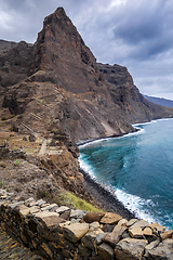 Image showing Cliffs and ocean view in Santo Antao island, Cape Verde