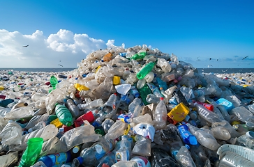 Image showing Seascape dominated by plastic pollution