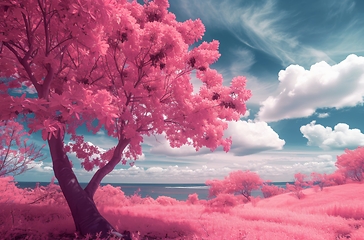 Image showing Surreal magenta landscape