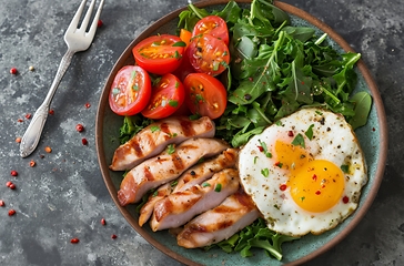 Image showing Breakfast with chicken and egg