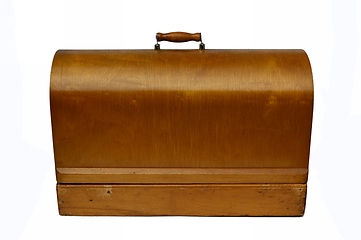 Image showing wooden case of an old vintage sewing machine