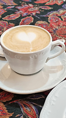 Image showing A cup of cappuccino on a saucer