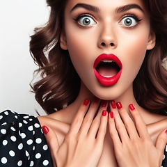 Image showing pretty woman in a polka dot dress 