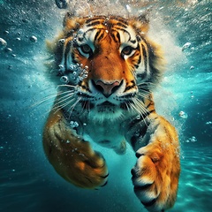 Image showing gorgeous tiger swimming under the water