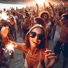 Image showing attractive woman partying with other people
