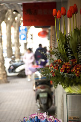 Image showing flowers on the road