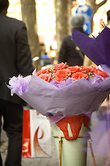 Image showing flowers on the road