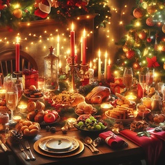 Image showing christmas feast laid out on table
