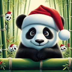 Image showing panda wearing santa hat
