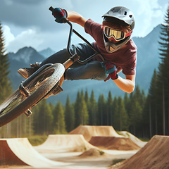 Image showing bmx bike jumping at track