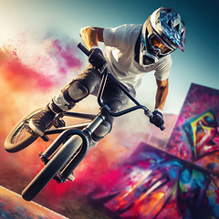 Image showing bmx bike jumping at track