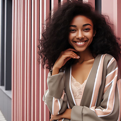 Image showing cheerful young fashionable black woman