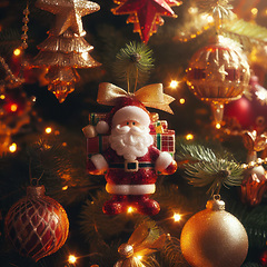 Image showing closeup of beautiful tree with lights and ornaments generative a