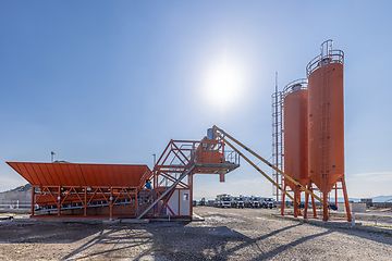 Image showing Cement plant with silos and machinery