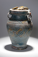 Image showing ancient coins in antique pitcher, discovery