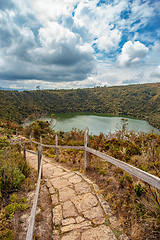 Image showing Lake Guatavita (Laguna Guatavita) located in the Colombian Andes. Cundinamarca department of Colombia