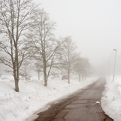 Image showing pedestrian path sprinkled with granite chips in winter