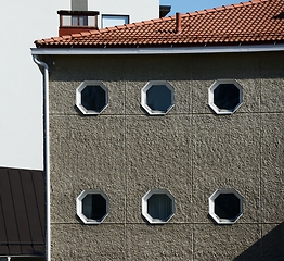 Image showing house facade with octagonal windows