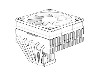 Image showing Sketch of low-profile cpu cooler