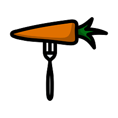 Image showing Icon Of Diet Carrot On Fork