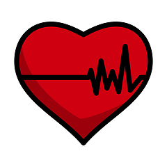 Image showing Icon Of Heart With Cardio Diagram