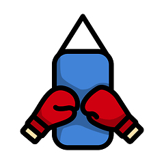 Image showing Icon Of Boxing Pear And Gloves