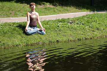 Image showing meditation near by water