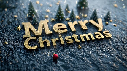 Image showing Asphalt Merry Christmas concept creative horizontal art poster.