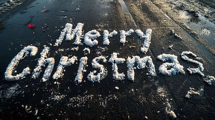 Image showing Asphalt Merry Christmas concept creative horizontal art poster.