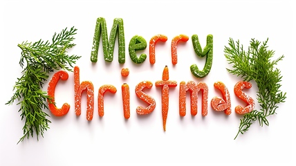 Image showing Words Merry Christmas created in Baby Carrot Typography.