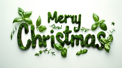 Image showing Words Merry Christmas created in Basil Typography.
