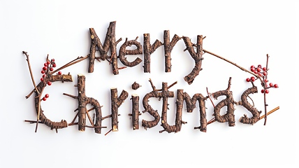 Image showing Words Merry Christmas created in Birch Twig Letters.
