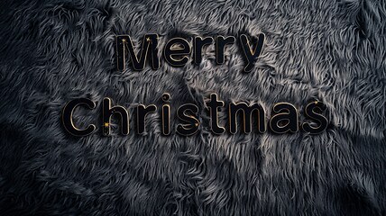 Image showing Black Fur Merry Christmas concept creative horizontal art poster.