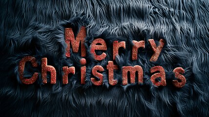 Image showing Black Fur Merry Christmas concept creative horizontal art poster.