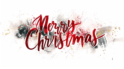 Image showing Words Merry Christmas created in Brush Calligraphy.