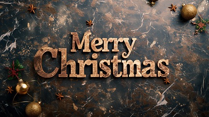 Image showing Brown Marble Merry Christmas concept creative horizontal art poster.