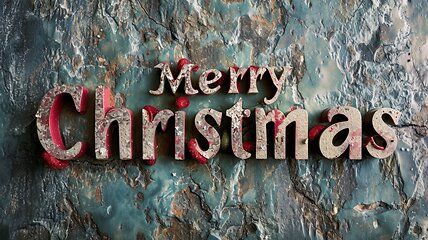 Image showing Gneiss Stone Merry Christmas concept creative horizontal art poster.