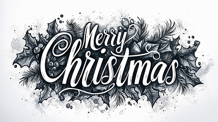 Image showing Words Merry Christmas created in Gothic Calligraphy.